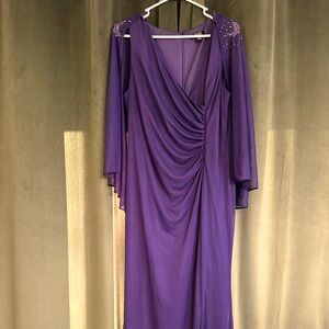 Navy blue / Maxi Dress - Gown  / Cape - Embellishment shoulders / Marine Ball
